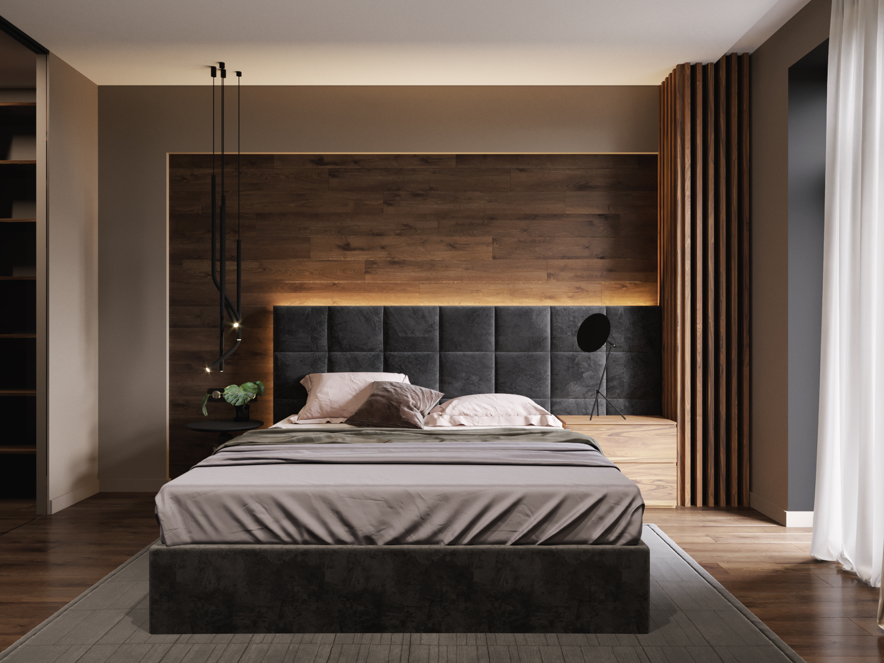 Стены для спальни в современном стиле