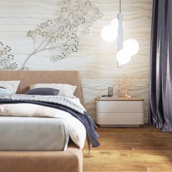 Освещение в спальне: прикроватные светильники, электрика