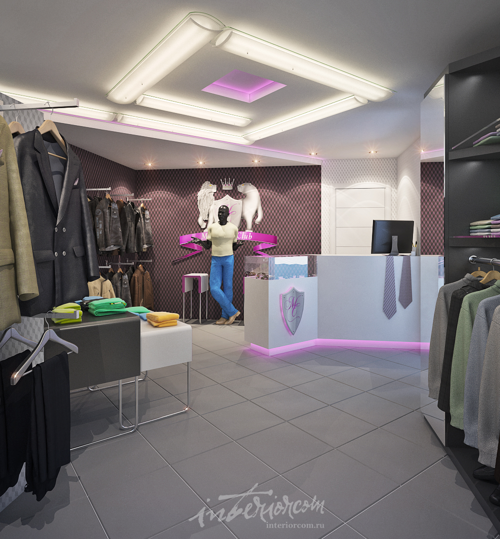 интерьер мужской магазина одежды